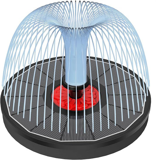 Solar Fountain with Red Flower - Attract Birds - Upgrade 3.5W Solar Bird Bath Fountains, Solar Powered Water Feature Fountain Pump with 7 Nozzles for Hummingbirds, Garden, Pool, and Pond