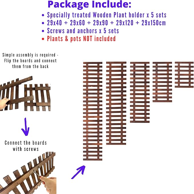 ShopLaLa Large Hanging Wall Planters for Indoor Plants - 5 Pack Wooden Wall Decor Bathroom Decorations Living Room Home Plant Shelves Vertical Garden Huge Unique Farmhouse Vintage Rustic 5 Sizes