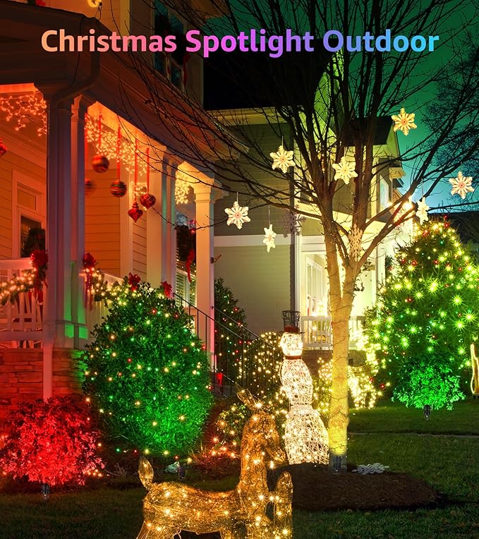 SUNVIE Christmas Spotlights Outdoor Spotlight 12W RGB Color Changing Landscape Lights 120V RGB Landscape Lighting Waterproof LED Spot Lights Outdoor Spotlight for Decorations Yard Garden Patio,4 Pack