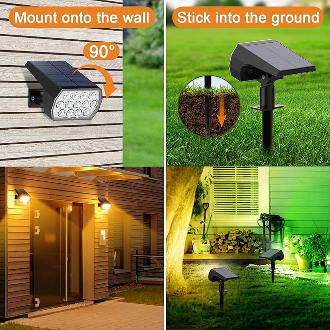 Solar Spot Lights Outdoor Color Changing, [7 Modes/10 Pack] Christmas IP65 Waterproof Landscape Spotlights, Dusk to Dawn Solar Powered Security Light for Patio Gate Walkway Pool Garden Yard Driveway