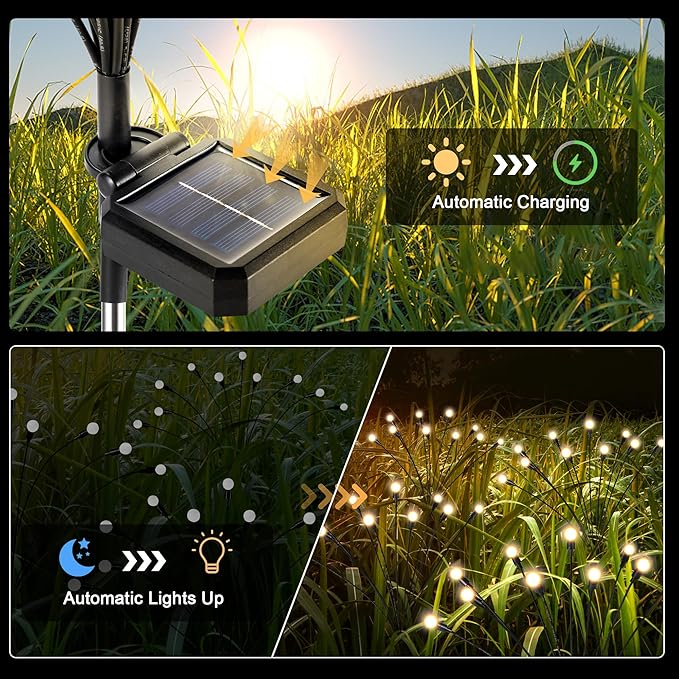Solar Lights Outdoor Decoration, Waterproof Xmas Outdoor Lights Decor for Yard, Patio, Garden, and Front Porch, 20 LEDs Swing with The Wind (2 Pack, Warm White)
