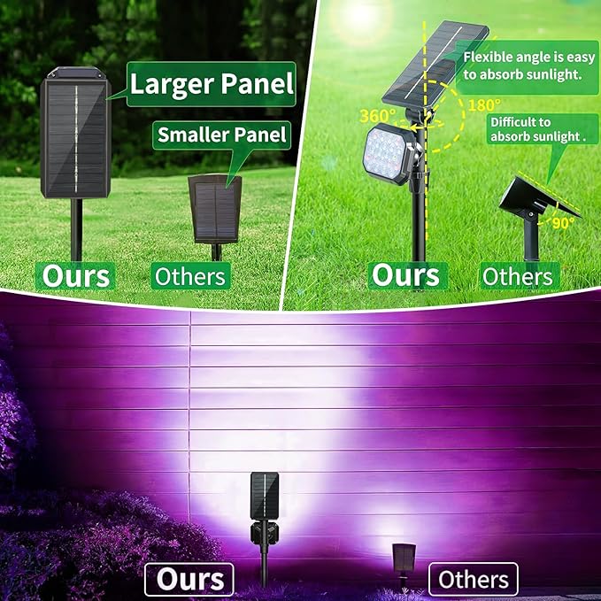 JSOT Solar Lights Outdoor Waterproof - Color Changing Spot Lights Outside, Solar Powered Spotlight Landscape Lighting Halloween Spotlights for Tree Garden Yard Pathway Driveway House Christmas