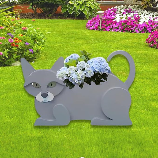 British Short Cat Planter Plant Pots,Cute Garden Cat Flower Planter,Cat Planters Birthday Gifts for Women,Office,Indoor/Outdoor Decor（12.5 * 5.12 * 7.8in）