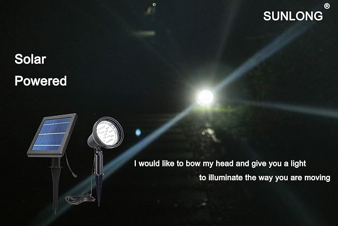 SUNLONG Solar Spotlights Outdoor Waterproof Bright Solar Wall Light Led Security Flood Light Solar Powered for Flag Patio Front Door Driveways-Automatically Activates at Dusk to Dawn (White)