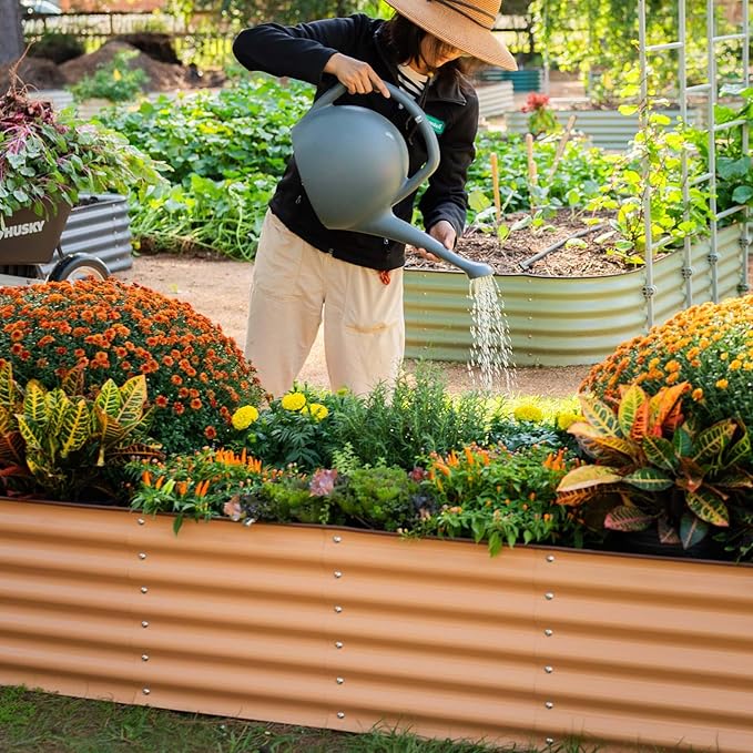 Vego garden Raised Garden Bed Kit, 17" Tall 10 in 1 Modular, Metal Planter Box for Vegetables, Flowers, Herbs, Terra Cotta