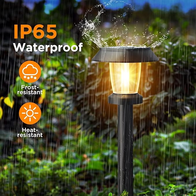 Solar Pathway Lights Outdoor - 10 Pack Solar Powered Garden Lights Waterproof, Decor Landscape Lighting with Three Lighting Modes for Yard, Lawn, Walkway, Driveway, Warm White