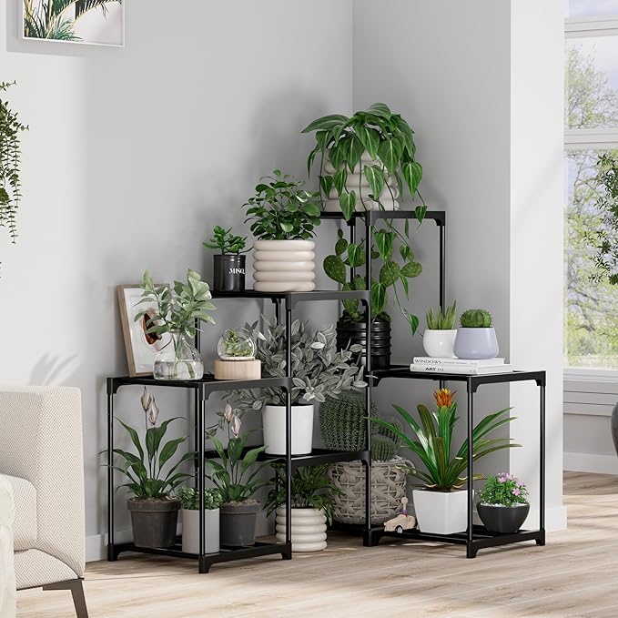 Metal Plant Stand Indoor Corner Plant Shelf Outdoor for Multiple Plants Flower Stand Ladder Plant Table for Plant Pots for Window Garden Balcony Living Room