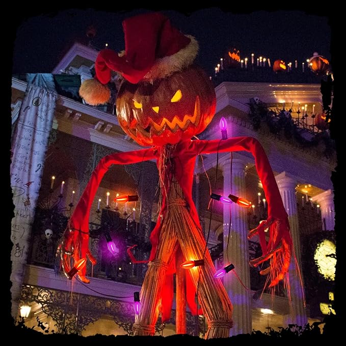 C9 Outdoor Halloween Pathway Lights, 19.5Ft C9 LED Orange Purple Halloween Pathway Marker Lights with 10 Stakes, Halloween Decorations Walkway Lights Waterproof for Driveway Lawn Yard Sidewalk Garden