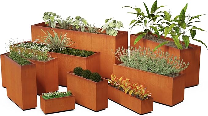 Extra Large Outdoor Planter – 4 FT Long x 42 in Tall Corten Steel Planter | The Ultimate Metal Privacy Screen | Heavy Duty, Made in USA