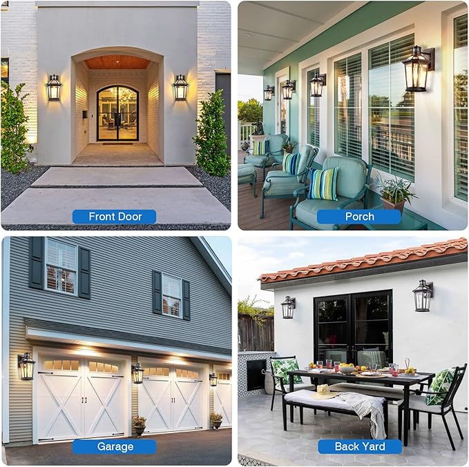 VIANIS Motion Sensor Exterior Light Fixture, 2 Pack Dusk to Dawn Outdoor Light Wall Mount, Anti-Rust Aluminum Outside House Lights, Farmhouse Coach Lantern for Porch, Entryway, Garage, Front Door