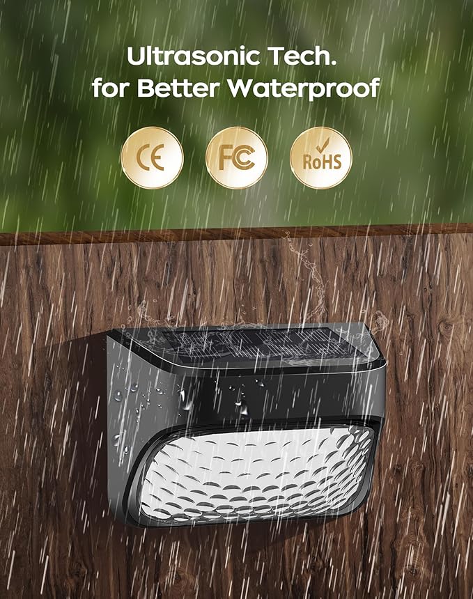 Solar Step Lights 30 LM, 2 Modes Solar Fence Light Waterproof for Wall, Rail, Porch, Backyard, Garden, Decorative Solar Lights for Outside, Garden Solar Lights Decorative 6 Pack