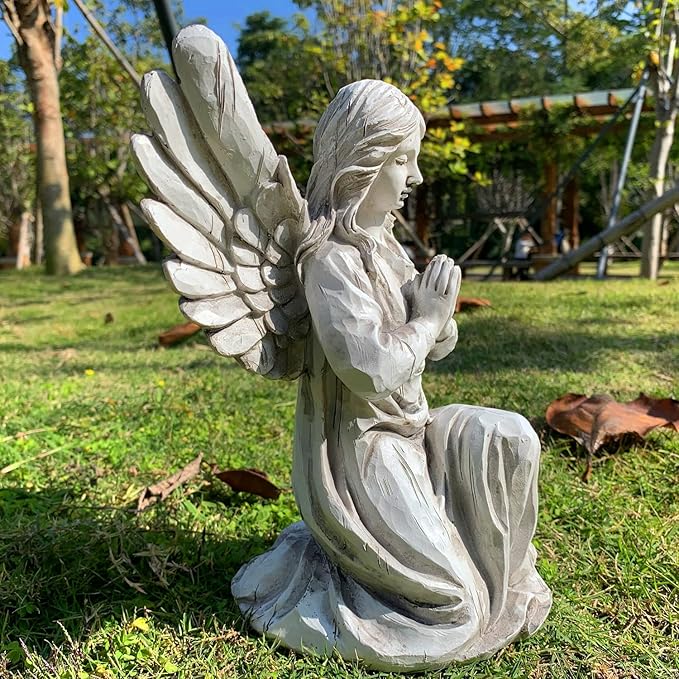 Praying Angel Garden Statue, Religious Fairy Sculpture Waterproof Decorative Figurine Art Decor for Patio, Lawn, Yard, Housewarming Ornament Present Angels HSa-1