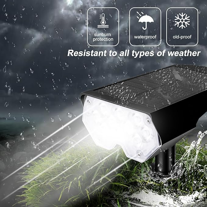 All-New Solar Spot Lights Outdoor Waterproof，20 LEDs Solar Flag Light with 2 Modes,Landscape Spotlights for Pathway, Patio, Garden, Trees,Flag,Pool (2 Pack,White Light)