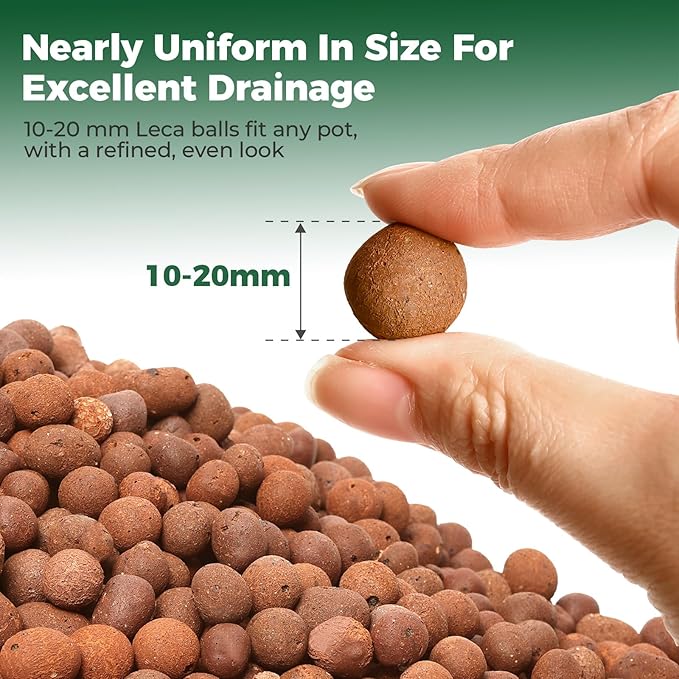 T4U Leca Clay Pebbles for Plants, 2 LBS 10-20 mm Clay Balls for Indoor Plants, Natural Clay Pebbles for Orchid Potting Mix, Hydroponic, Leca Pots, Plant Drainage, Garden Soil