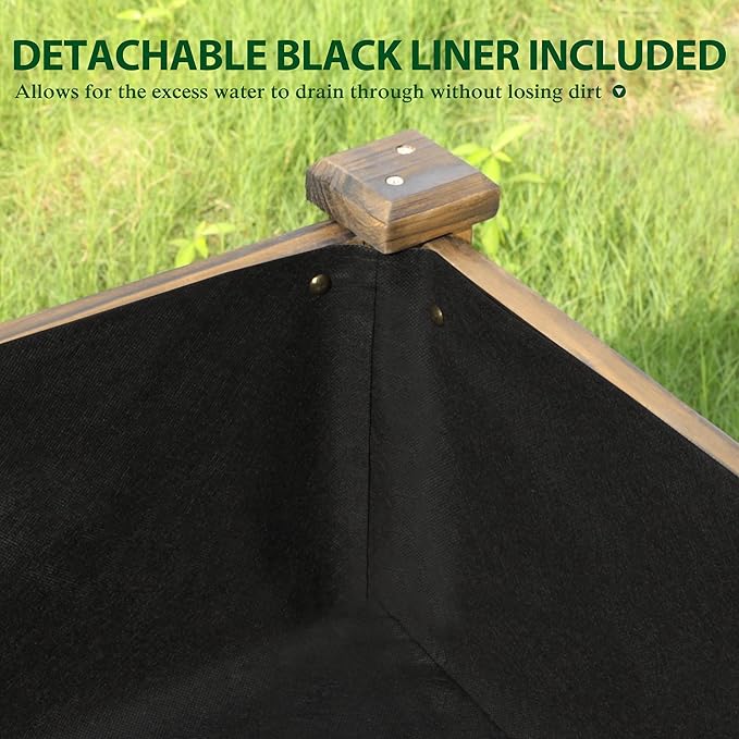 MUPATER 4x2FT Raised Garden Bed, Planter Box with Four Wheels and Legs for Herbs and Vegetables, Elevated Garden Bed with Drainage Holes for Outdoor Indoor, Rustic