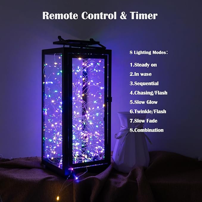 Fairy Lights Plug in,200FT 600 LEDs Waterproof Led String Lights,Twinkle Light with 8 Modes Remote for Outdoor Indoor Christmas Wedding Birthday Garden Party Decorations,Multicolor