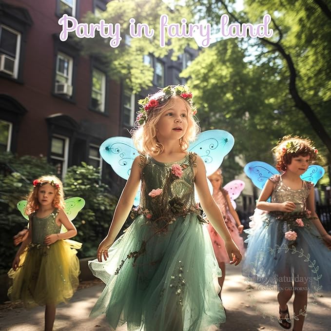 LOLASATURDAYS- Fairy Wings, Butterfly Wings, Fairy Wings Kids, Fairy Costume, Alas, Wings Costume, Tinkerbell Wings, Fairy Wings for Girls, Set of 6 (22" x 15")