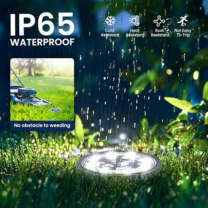 SOLPEX 8 Pack Solar Ground Lights Outdoor Waterproof, Solar Powered Pathway Lights, Landscape Lighting for Garden Walkway Driveway Backyard Decor (Cool White)