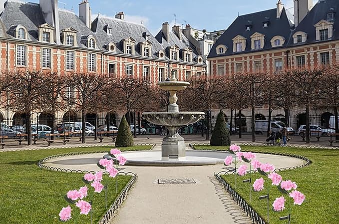 Solar Lights Outdoor Decorative - 3 Pack Hydrangea Solar Garden Stake Lights Waterproof,Two Lightning Modes & Enlarged Solar Panel (Pink)