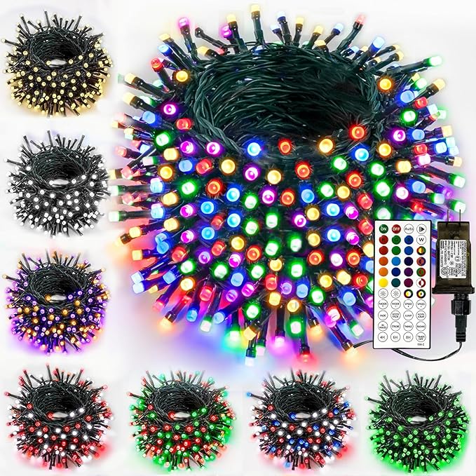 SANJICHA Smart Color Changing Christmas Lights, 66ft 200 LED String Lights Plug in with Remote and Timer, Dimmable RGB Twinkle Tree Lights Indoor Outdoor for Party Garden Christmas Decorations