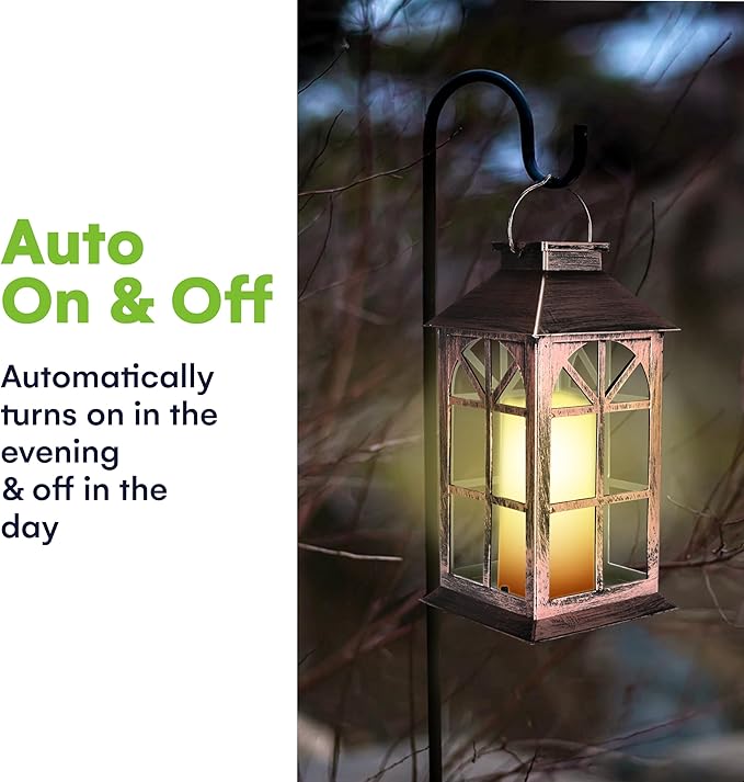 SteadyDoggie Solar Lanterns Outdoor Waterproof - Decorative Hanging Patio Lights and Table Lamp - Illuminated Smart and No Cord Jar Lantern - LED Colorful Light Pathway Lantern for Garden, Porch