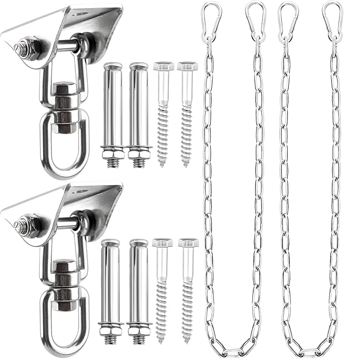 2 Set Hammock Hanging with Swing Chain 1200 LB Capacity Heavy Duty Swing Hangers 360° Swivel Hammock Hanger Kit for Hanging Hammock Chair Tree Yoga