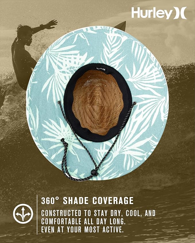 Hurley Women's Straw Hats - Real Straw Hat Medium Brim and Adjustable Chin Strap