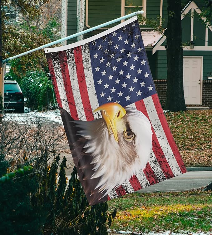 American Eagle Flag 3x5 Ft Double Sided Faith Over Fear Banner, Christian American Flags for Outside Christian Banners with Brass Grommets Outdoor House Decorations Flag