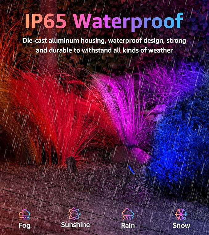 SUNVIE Christmas Spotlights Outdoor Spotlight 12W RGB Color Changing Landscape Lights 120V RGB Landscape Lighting Waterproof LED Spot Lights Outdoor Spotlight for Decorations Yard Garden Patio,4 Pack