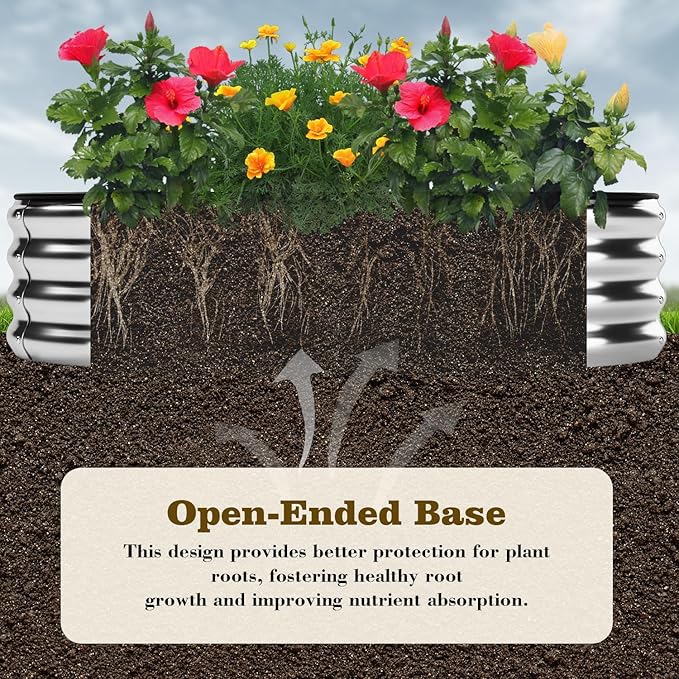 Galvanized Metal Planter Round Raised Garden Bed Kit for Gardening Outdoor，2x2x1ft Grow Garden Box Raised Flower Bed，Round Galvanized Planter Outdoor Metal Fire Pit Ring