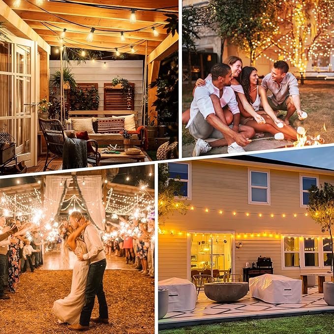 Bosceos Solar Outdoor String Lights Waterproof, 200FT Solar Powered String Lights for Outside with Shatterproof Bulbs, Dimmable ST38 LED Lights String, Patio Hanging Lights for Backyard Garden Party