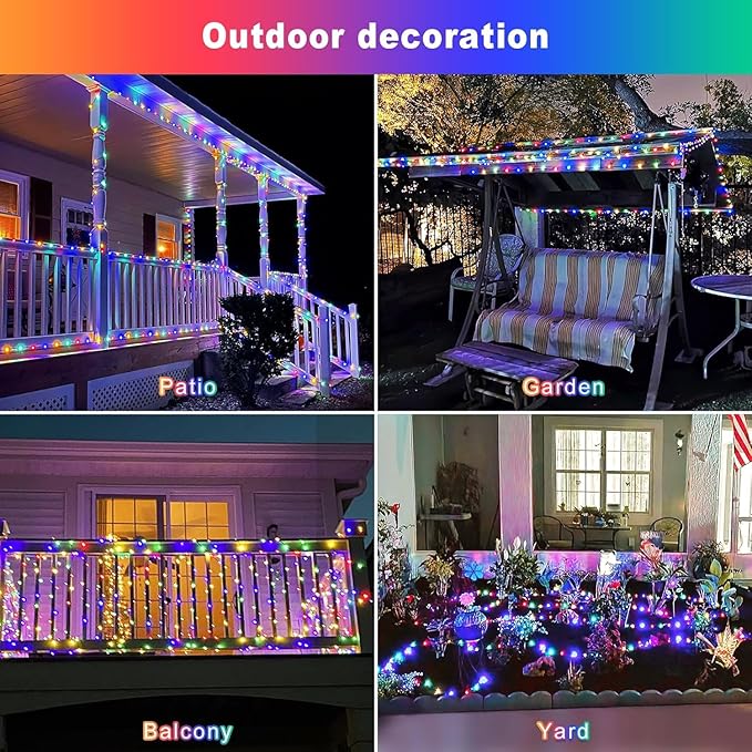 JMEXSUSS 2 Pack Solar String Lights Outdoor Waterproof, Each 33FT 100 LED Multi Colored Solar Fairy Lights, 8 Modes Easter String Light for Yard Patio Tree Garden Christmas Easter Decorations