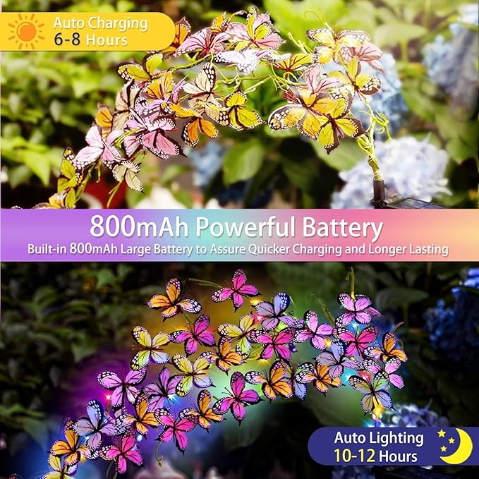 Solar Garden Lights Outdoor, 2 Pack New Sunflower Light for Outside, Solar Willow Vine Light with 46 LED Sunflowers, Waterproof Decor for Yard, Patio, Pathway, Gardening Gifts (2Pack Butterfly)
