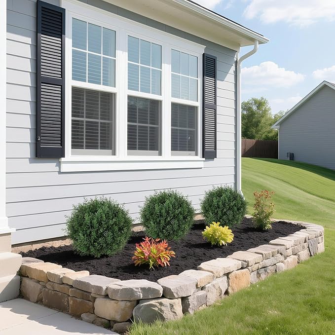 Artificial Cedar Shrubs Ball Trees with Ground Spike, 24.6 inche Tall UV-Resistant Fake Outdoor Plants Evergreen Trees, Realistic Faux Pine Bushes for Front Porch Home Patio Garden, 1 Pcs