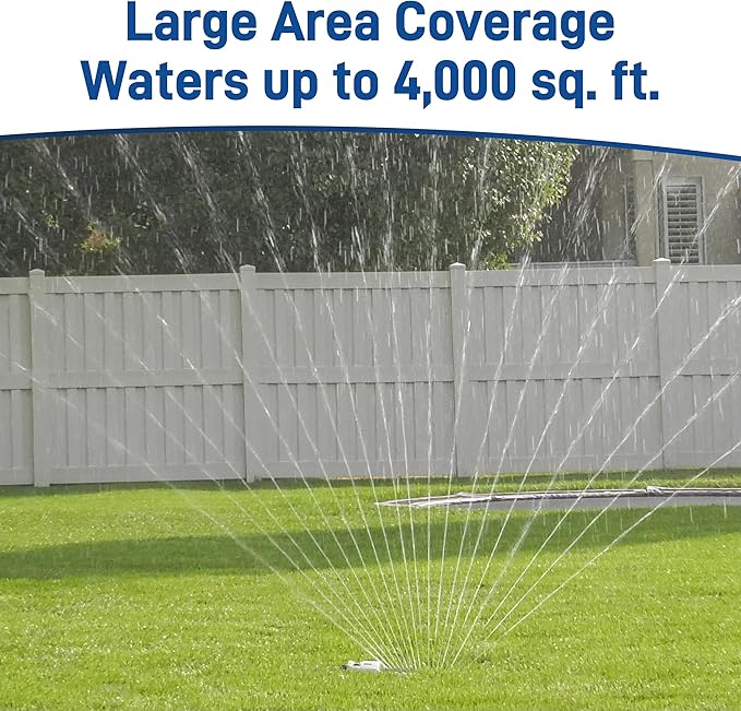 Orbit 56281 Oscillating Water Sprinkler for Lawn and Garden with Metal Base and Custom Pattern Dial (Waters up to 4,000 Square Feet)