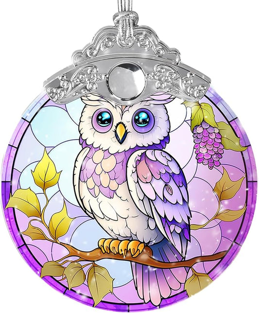 Stained Glass Suncatcher, Jocidea Owl Ornament, Christmas Ornaments, Holidays Ornaments, Christmas Tree Decor, Owl Decor for Home, Owl Gifts