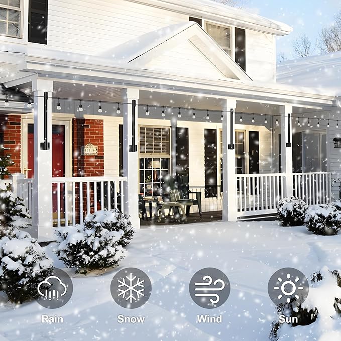 Suchtale 2 Pack 2.8 FT String Light Poles, Suspension Outdoor Fence Post Lights with Clip and Bracket, Outside String Lights Hanging, Wall Mounting Stand for Patio Garden Backyard Wedding Party, Black