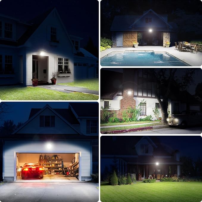 intelamp Solar Flood Lights Outdoor Waterproof, 20000mAh 2000LM Floodlight Exterior with Remote 16.4 FT Cable, 2-12H Timer Dusk to Dawn Security Spots Lighting Outside for Garden Pathway