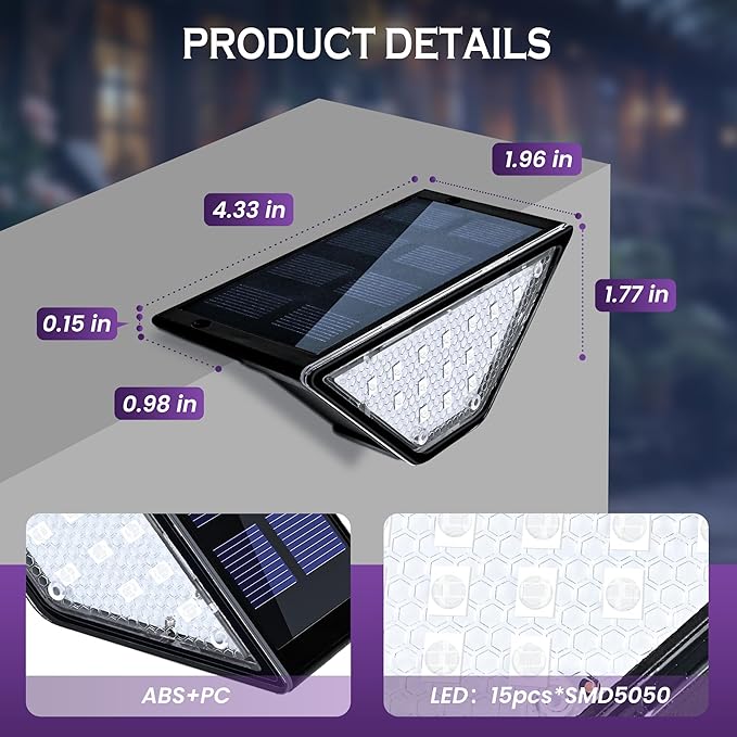 SOLPEX Solar Step Lights for Outside, 24 LEDs Solar Stair Lights Outdoor Waterproof Decor for Porch, Front Door, Stair, Step, Deck, Fence, Balcony, Patio, Wall, Yard, Garden(12 Pack,RGB)