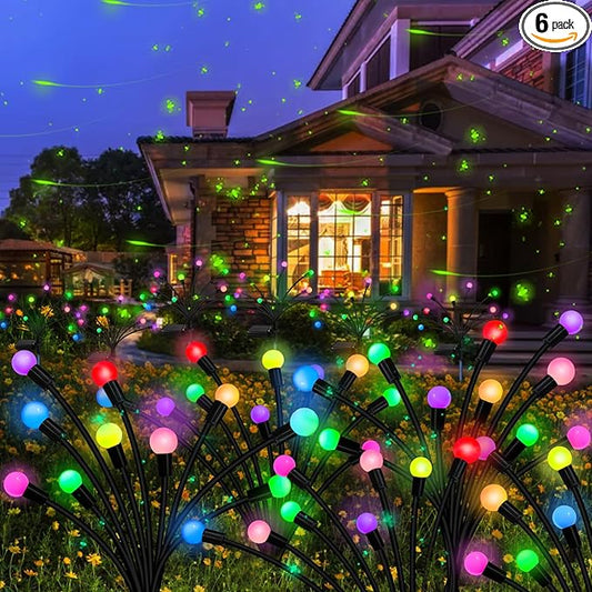 Kohlrabi Solar Garden Lights Outdoor, 6 Pack 60 LED Solar Firefly Lights Waterproof, Sway by Wind, Solar Swaying Light for Yard Patio Backyard Garden Planter Flower Bed Pathway Outdoor Decoration