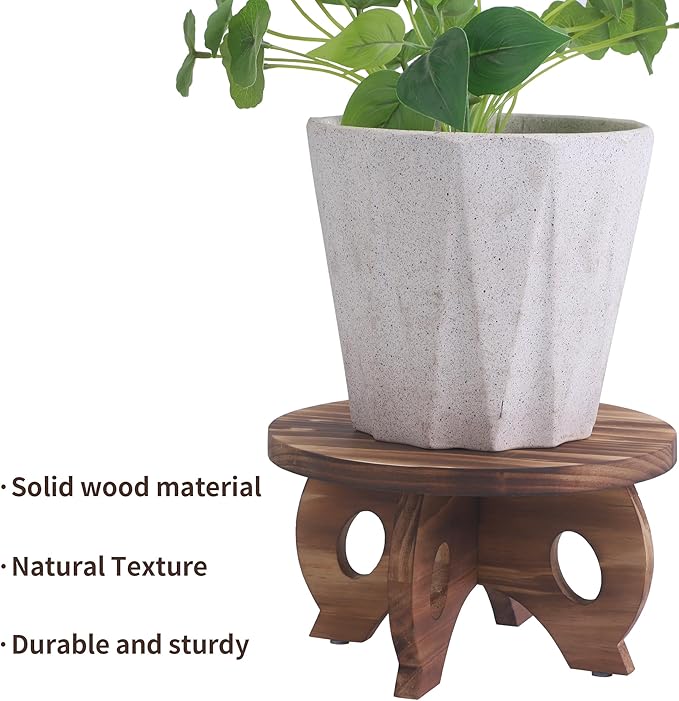 Plant Stand Indoor Wooden Plant Stool Round Stand Risers for Decor Plant Pedestal Stand Farmhouse Rustic Decorative Display Flower Holder Pedestal Board Brown