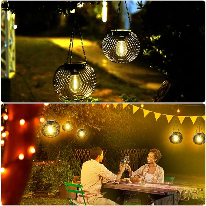 Solar Lantern Outdoor, KagoLing Upgraded Hanging Solar Lights Outdoor Garden Christmas Decorations Decorative Lighting Solar Powered Waterproof Tree Lantern for Garden Yard Patio Pathway, 4 Pack