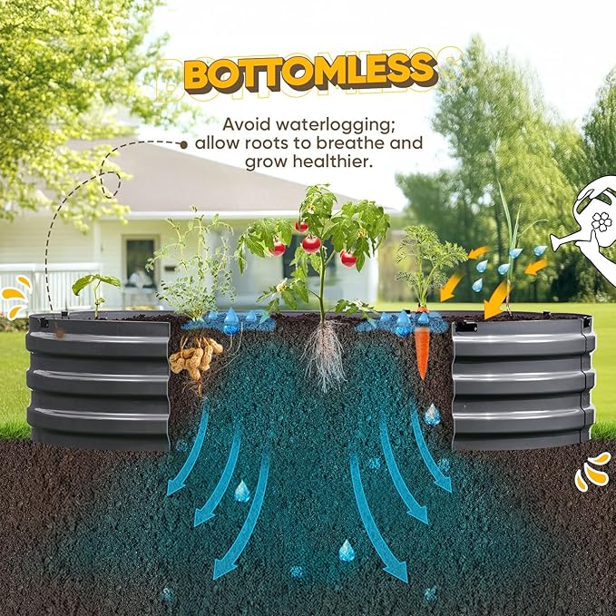 KING BIRD Raised Garden Bed Kit 2025 Upgraded 10-Minute Assembly Galvanized Planter Garden Box Outdoor for Gardening, Vegetables, Flowers, 47x24x12 in, Dark Grey 2PCS