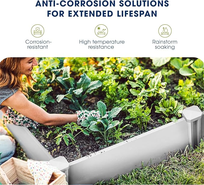 PASAMIC Durable Vinyl Raised Garden Bed, 4x4x1ft Raised Bed for Gardening, Planter Box with Open Bottom, Raised Garden Bed Outdoor, DIY Above Ground Garden Bed for Fruit, Vegetables, Herbs