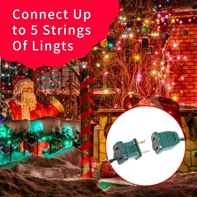 Ultra-Bright Connect End to End Multi Christmas Mini Light 300L 63.8Ft(2Sets-Each 150L)UL Listed Incandescent Bulb String Light for Indoor Outdoor Holiday Garden Party Christmas Tree Decor