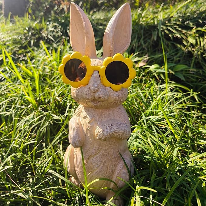 Garden Statue Rabbit Resin Rabbit with Glasses Outdoor Decor for Patio Garden Lawn Ornaments Yard Decorations Outdoor Clearance House Decorations for Home Housewarming Garden Gift for Women