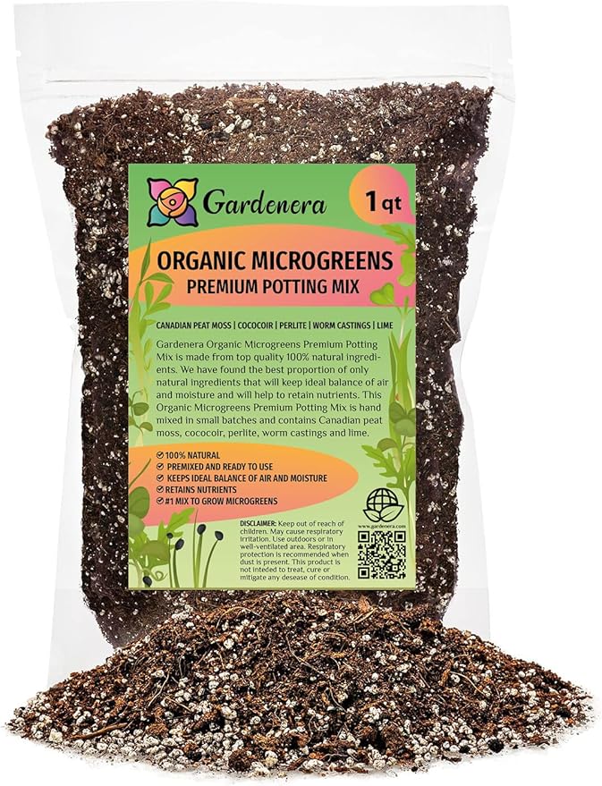 Organic Microgreens Premium Potting Mix: Natural Ingredients for Healthy Growth and Nutrient Retention - 1 Quart