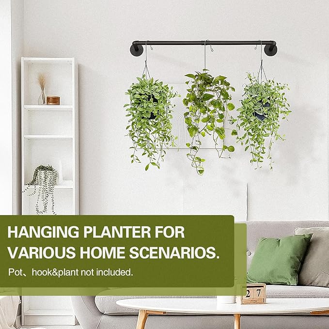Plant Hanger Indoor Hanging Planters for Indoor Plants Hanging Plant Holder Black Metal Rod(Pot/Chain/Plant not Included