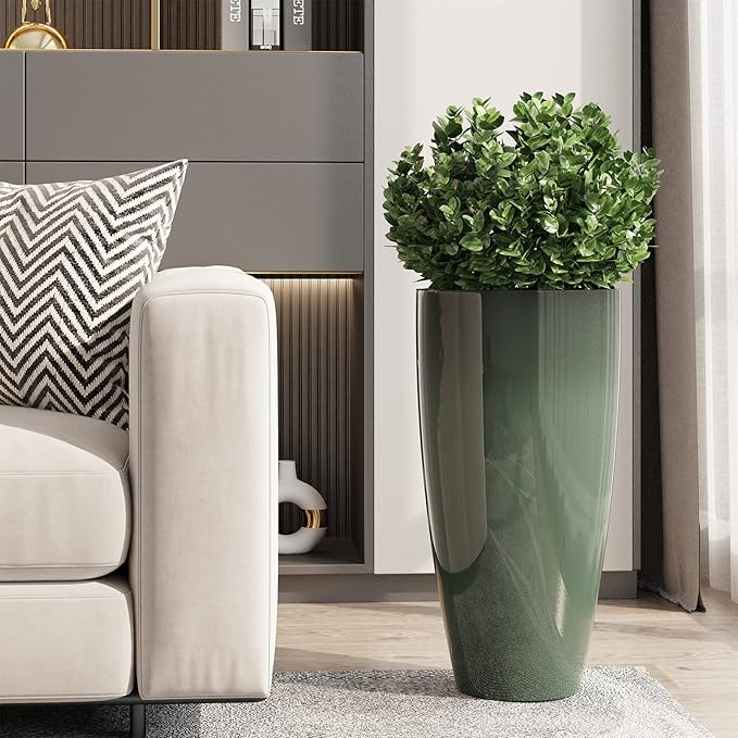 QCQHDU 21 inch Tall Planters for Indoor & Outdoor Plants, 2 Pack Sturdy Plant-Flower-Tree Pots for Front Porch Patio Deck Living Room Decor