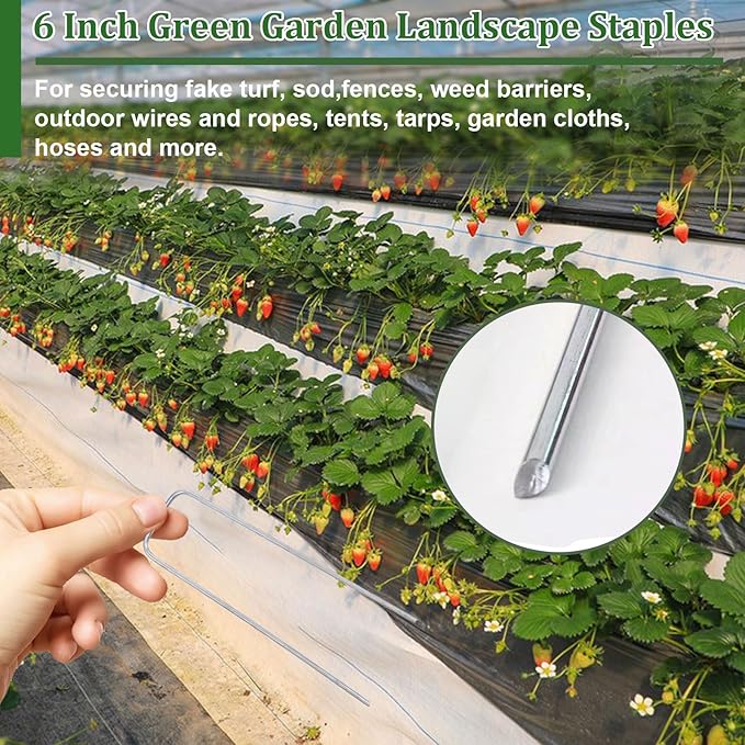 U-Type Turf Staples for Artificial Grass, 6 Inch Garden Stakes Galvanized Landscape Staples, Proof Sod Pins Stakes for Securing Yard Fences Weed Barrier Outdoor Wire Cords Tents Tarps (100 Pcs)